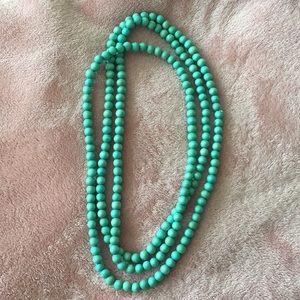 Long Beaded Wrap Necklace in Aqua